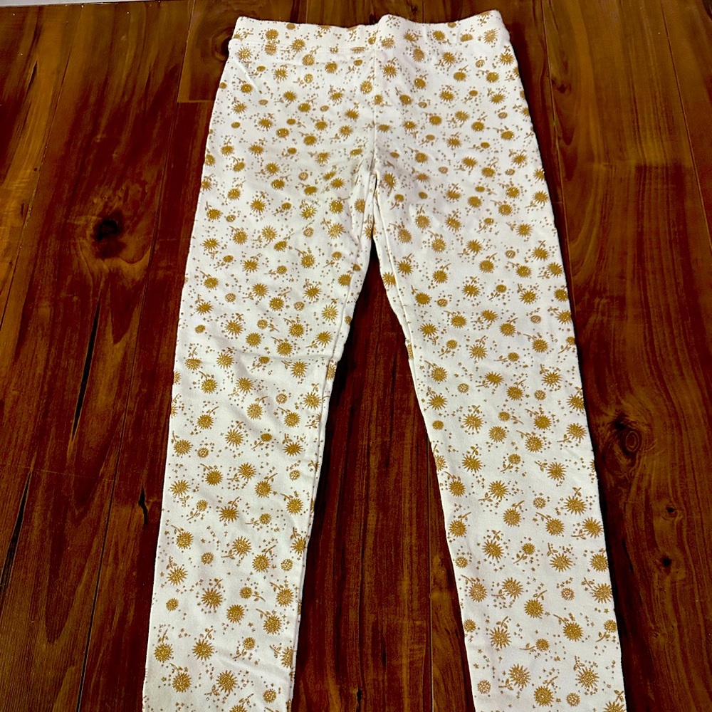 Jcrew/Crewcuts girls off white leggings with glitter design